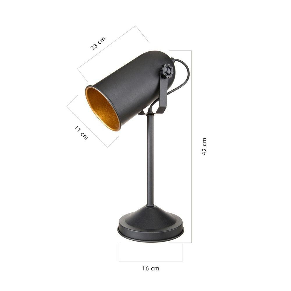 Lampada da tavolo direzionabile Tokyo MDL3636 metallo nero EFFEZ
