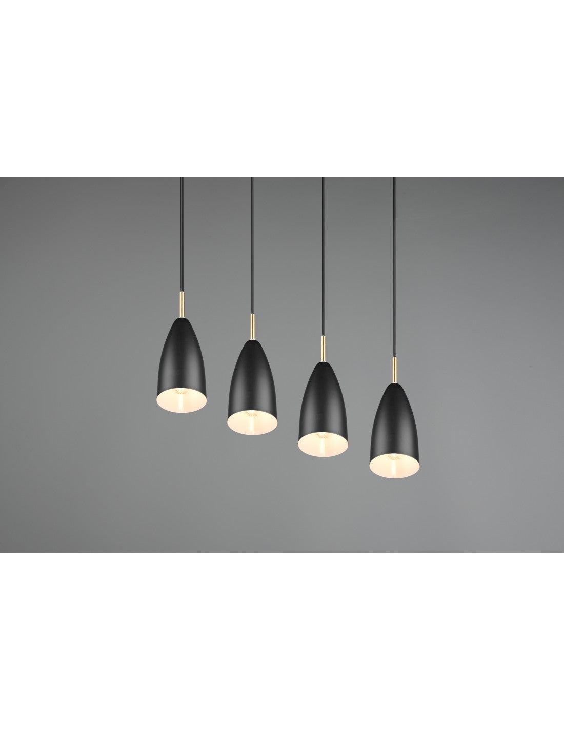 Isola Farin Suspension Linéaire 4 Lumières Noir et Laiton Trio Luminaire