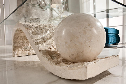 Table basse beige transparent 70 cm x 120 cm H. 37 cm