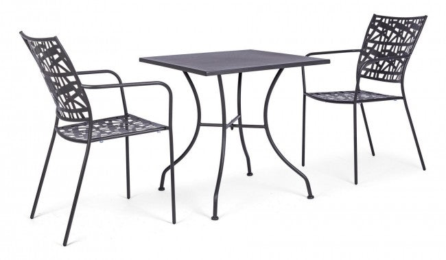 Table Kelsie en acier anthracite 70x70 cm