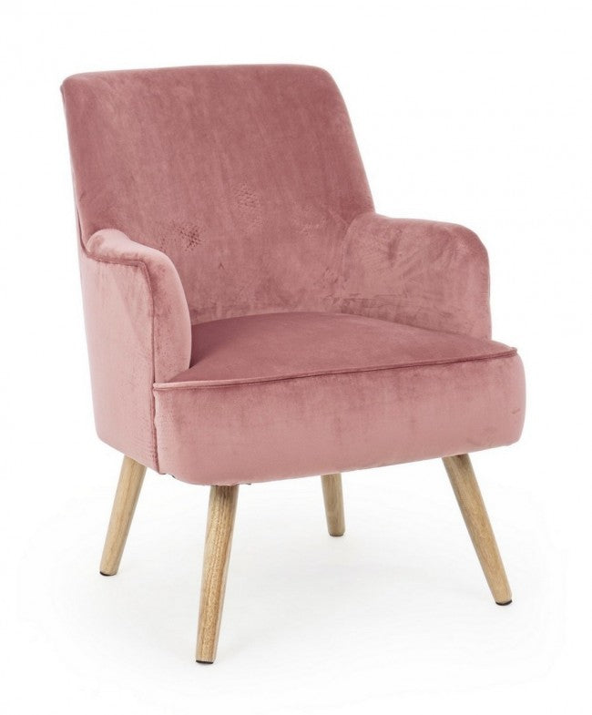 Fauteuil de salon vintage en velours Rose Antique ADELINE 60x67x h79 cm