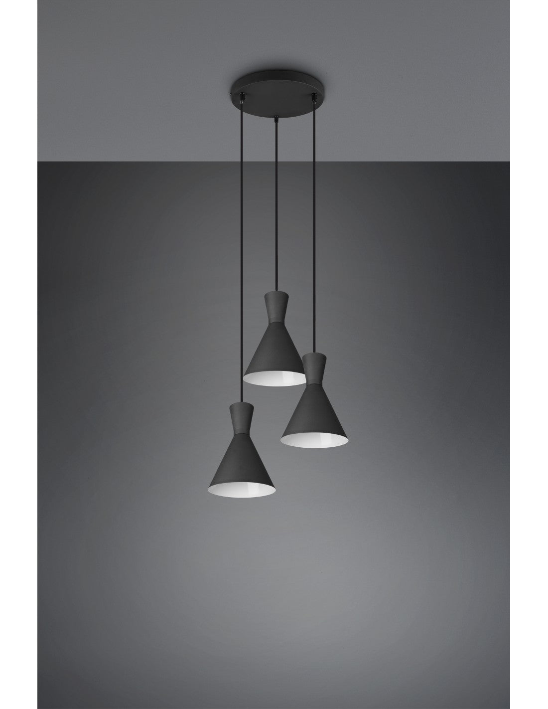Lustre Enzo Rond 3xE27 Noir Mat Trio Lighting