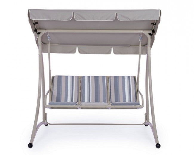 Balançoire trois places en acier Ivoire GRELY 190x120x h185 cm