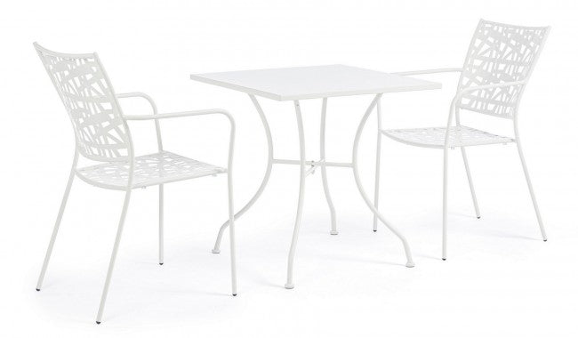 Table en acier Kelsie blanche 70x70 cm