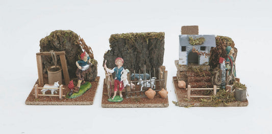 Scène Berger/Ortolana/Joueur Disponibilité Cm.14,5X14X15 3 Mod.Ass. décoration de Noël