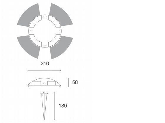 Lampe de balisage 4W LED 4000K ligne supérieure graphite