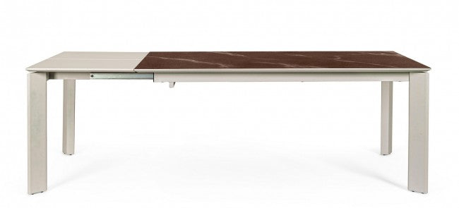 Table extensible Briva en marron brillant-gris tourterelle