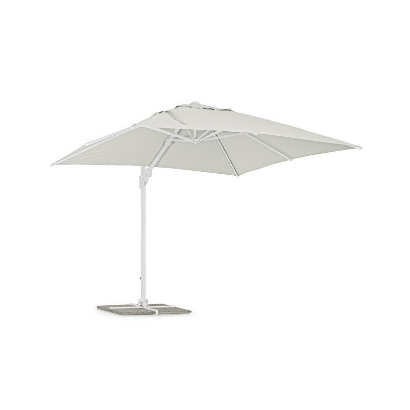 Parasol Eden avec bras en bois naturel blanc 3x3 m