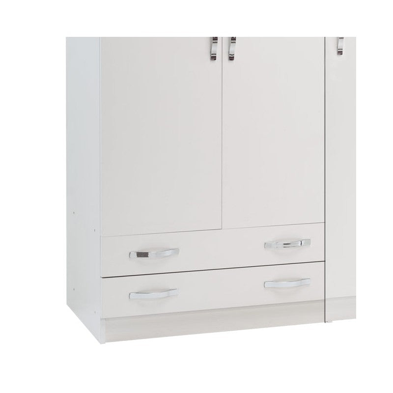 Armoire 3 portes avec commode en frêne blanc 135x52xH 210 cm