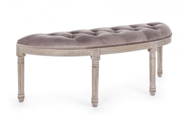 Banc Tilde gris tourterelle en velours de style classique