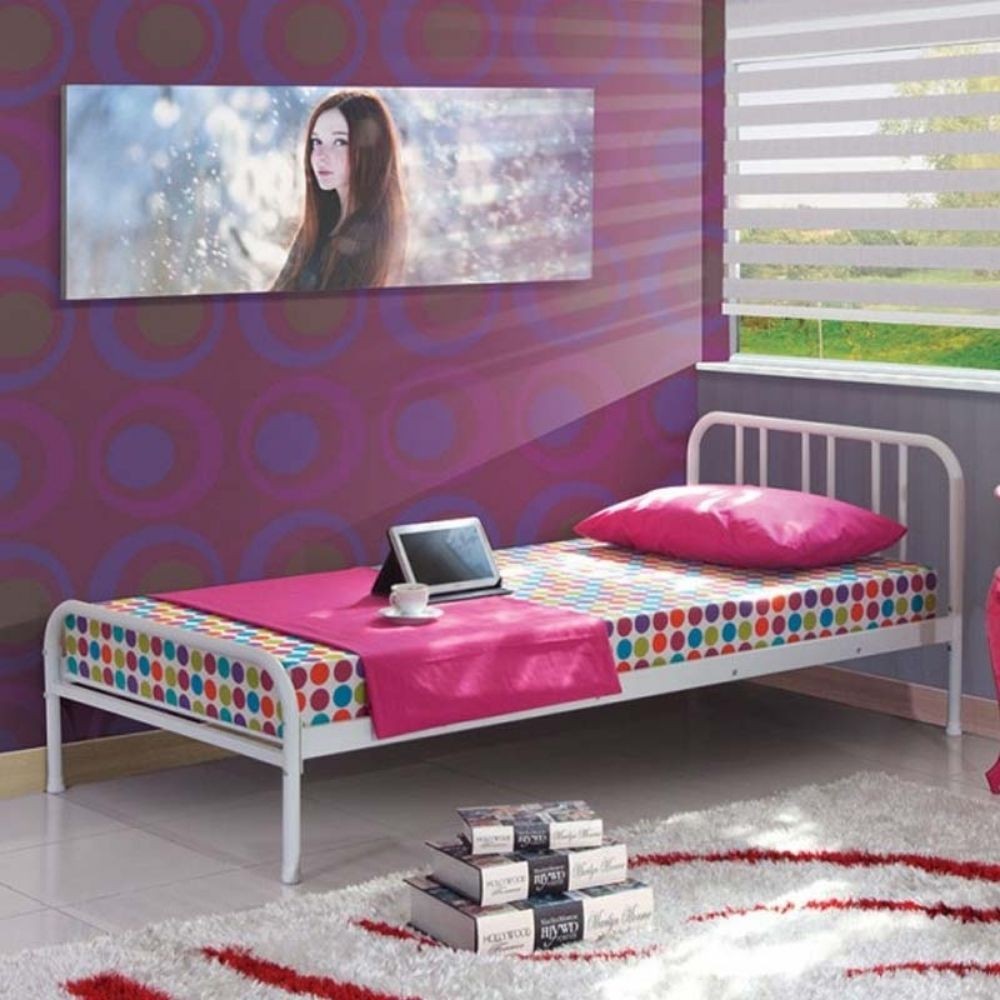 Lit simple Genoa en métal blanc