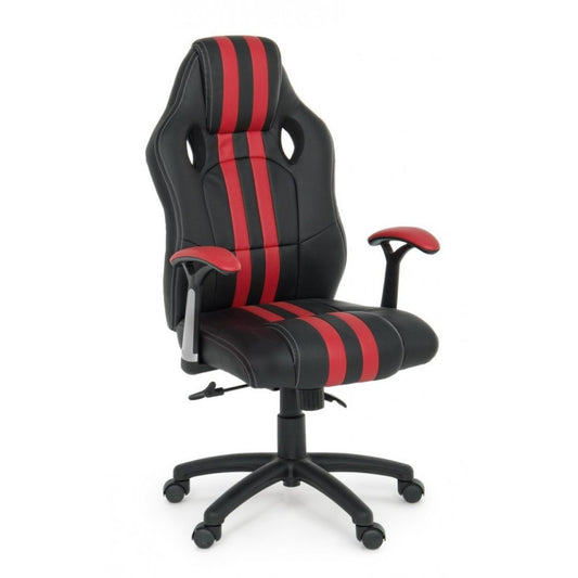 Fauteuil de bureau Spider avec accoudoirs en simili cuir rouge