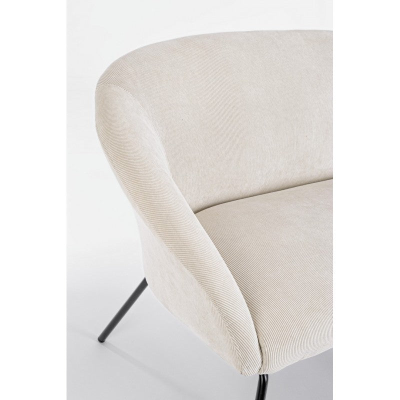 Canapé en acier velours blanc Aiko Velvet 142 x 80 x 75 cm