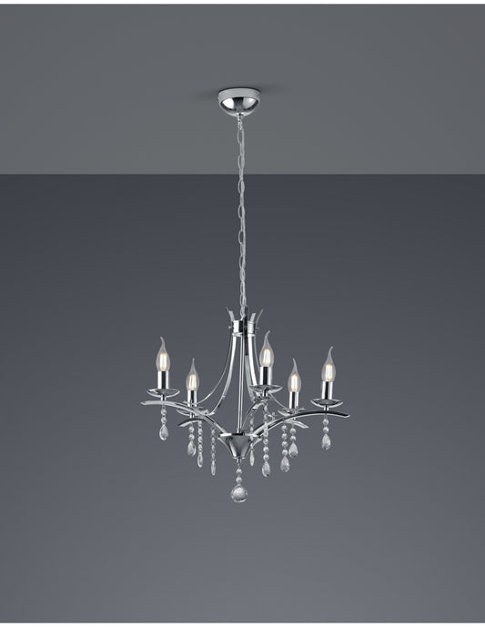 Lustre Contemporain 5 Douille E14 Lucerne Chrome Trio Lighting