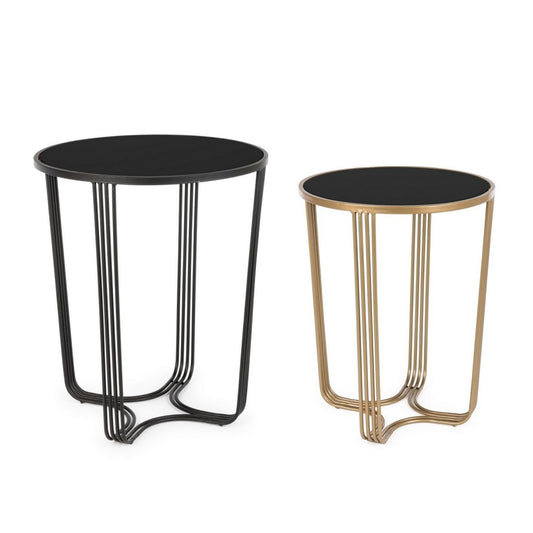 Lot de 2 tables basses en métal style design doré et noir