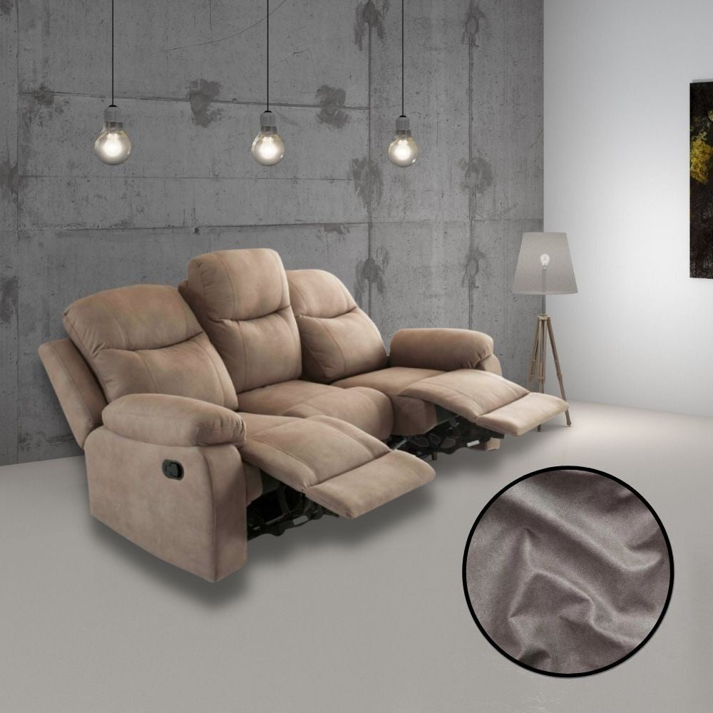 Canapé inclinable Chicago 3 places gris argenté Ranger 10