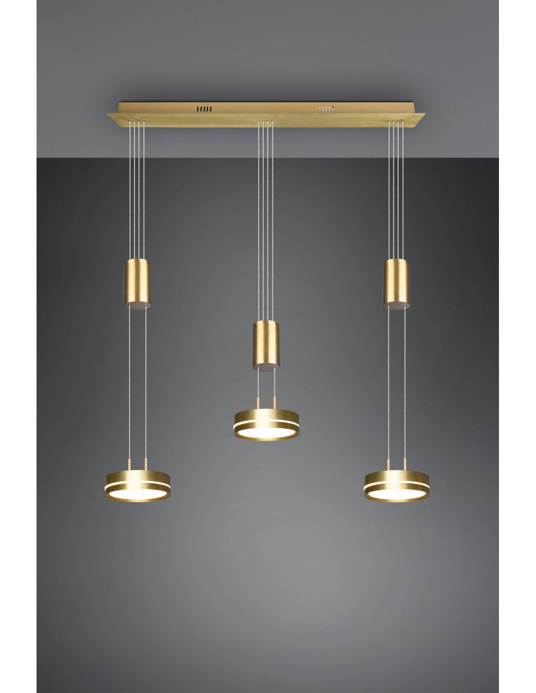 Lustre LED Moderne 3 Disques Laiton Franklin Trio Lighting
