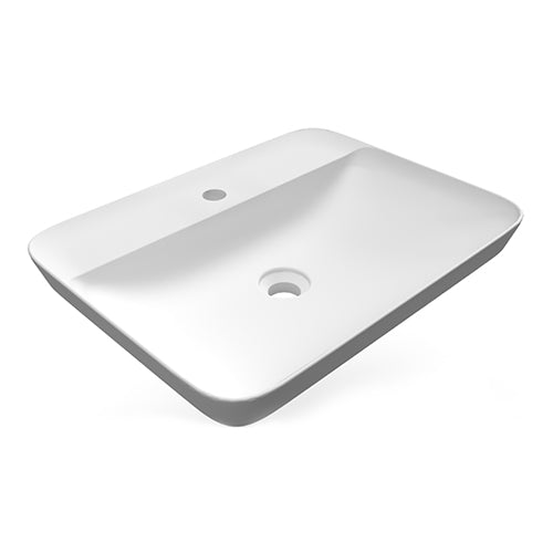 Vasque rectangulaire monotrou à encastrer 55 x 42 cm blanc