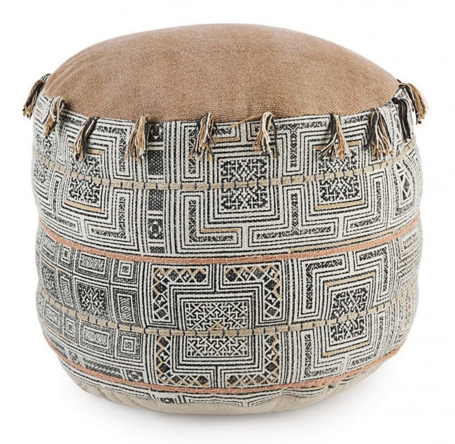Pouf en coton style ethnique TILAK Desert diamètre 50x h35 cm
