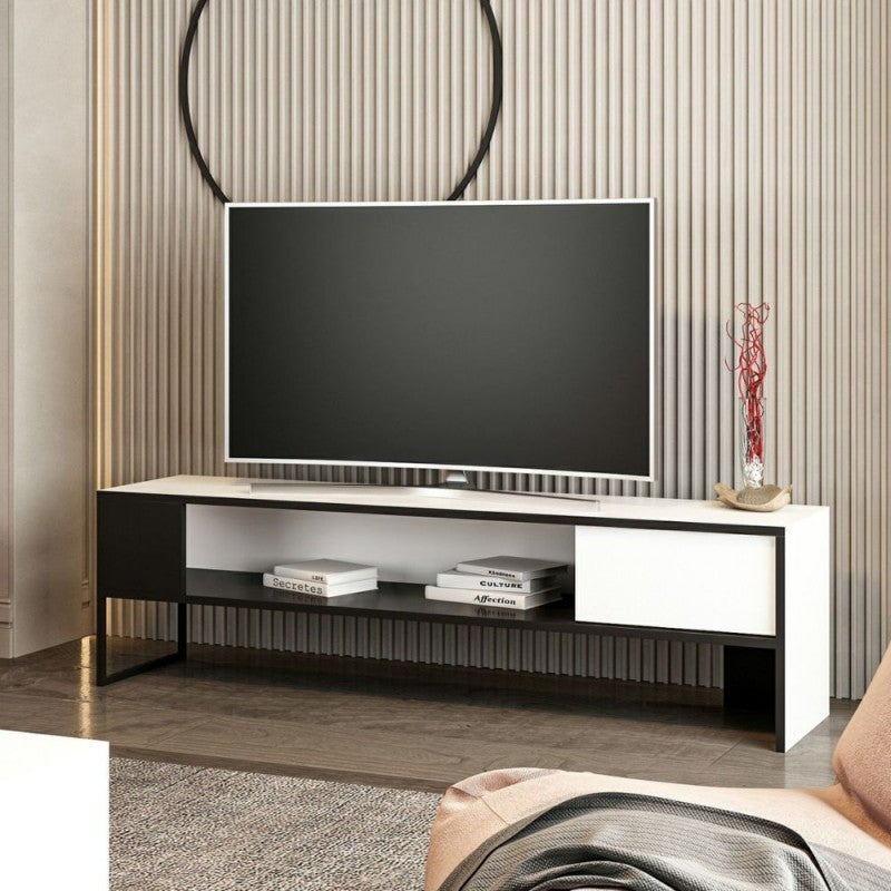 Meuble TV Concord noir et blanc 150x35xh.42 cm. 