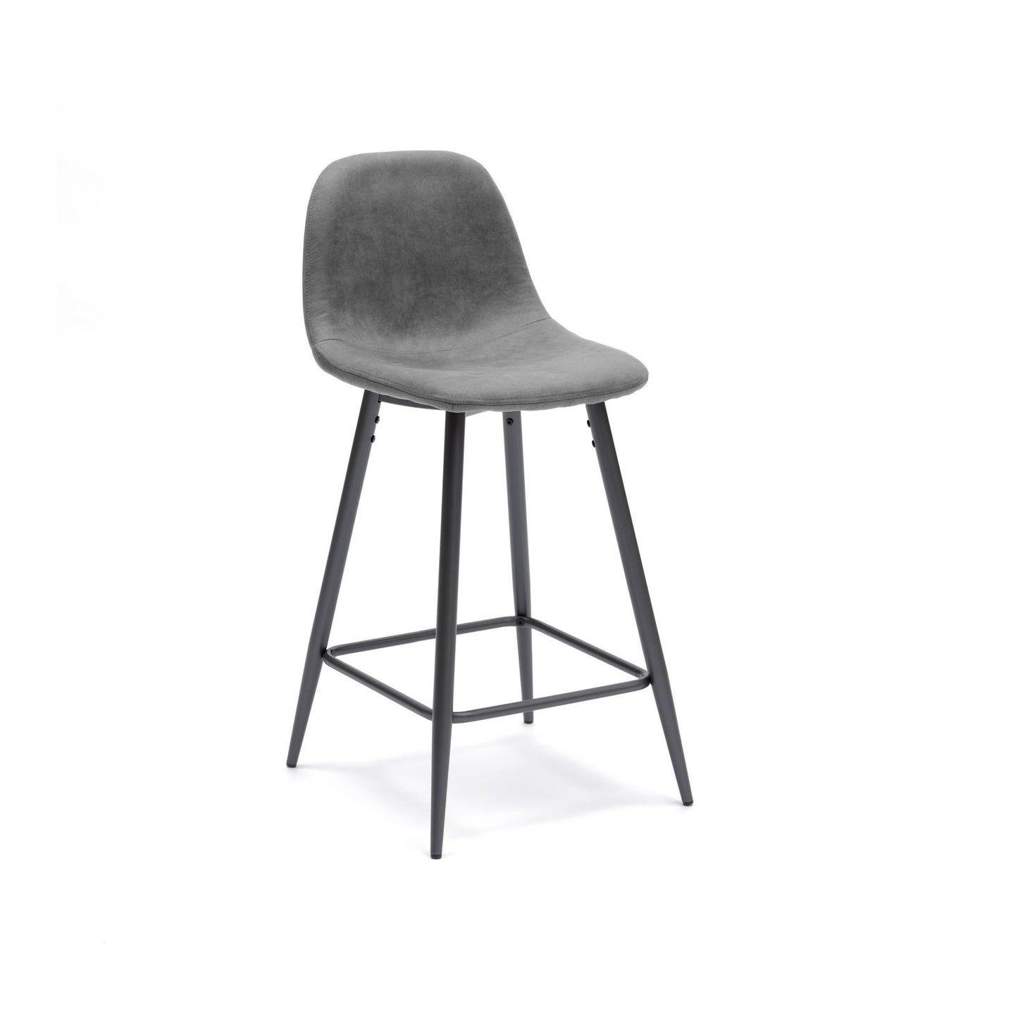 2x Tabouret en simili cuir gris 50x43x91h cm
