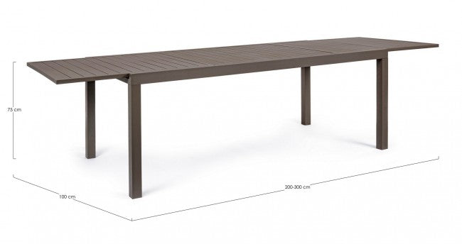 Table salon de jardin extensible en aluminium marron Hide 200-300 x 100 cm