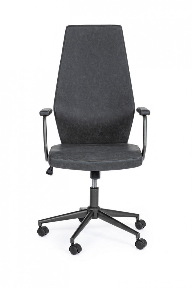Fauteuil de bureau à dossier haut en simili cuir noir Jamie
