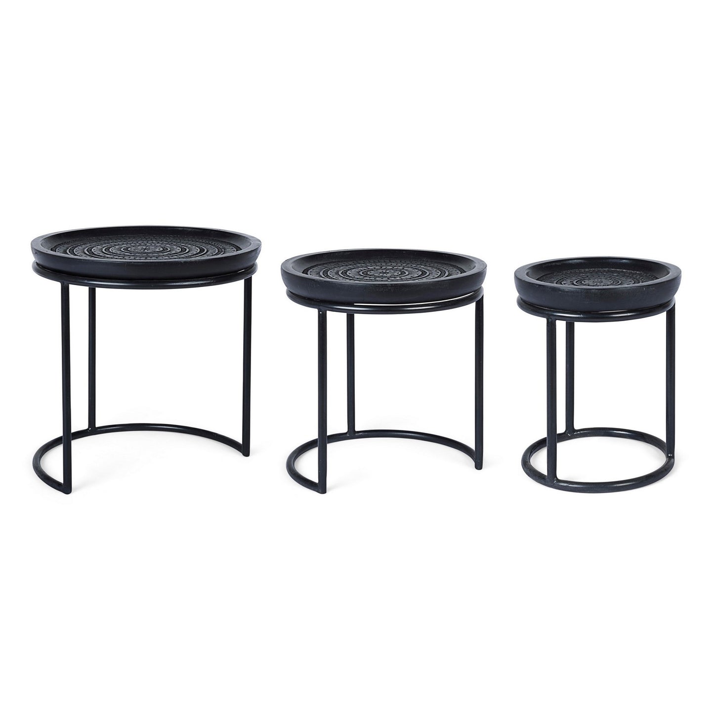Suite de 3 tables basses design Kirtan noires