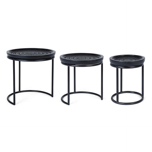 Suite de 3 tables basses design Kirtan noires