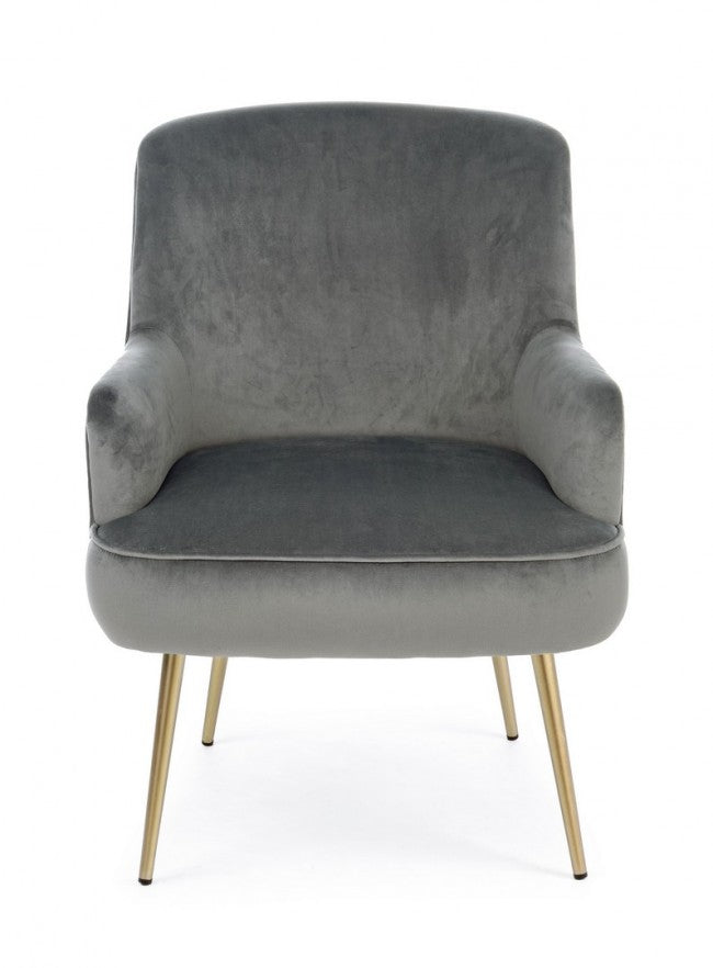 Fauteuil Clélia gris effet velours doré