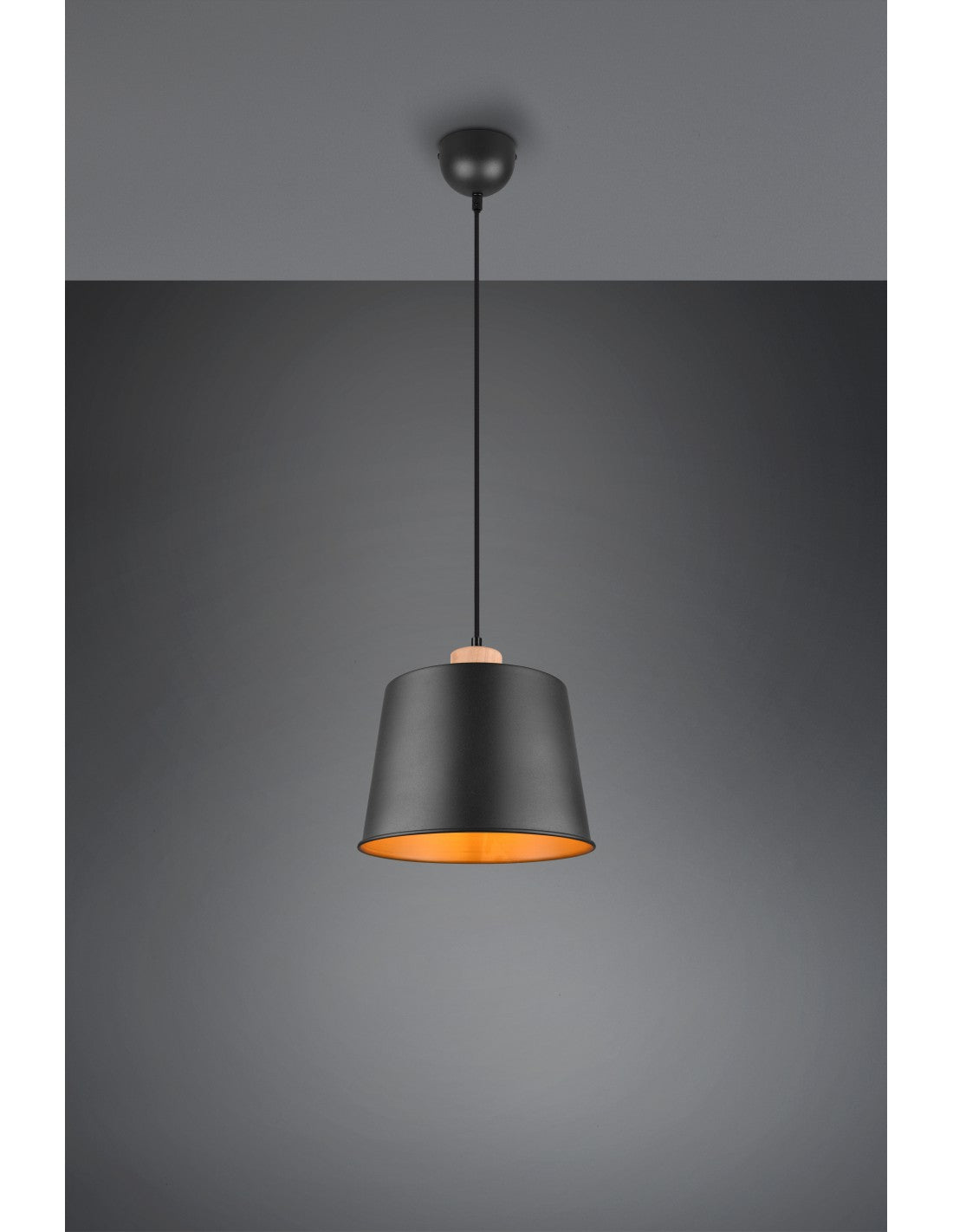 Abat-jour suspendu simple, noir et or Harris Trio Lighting