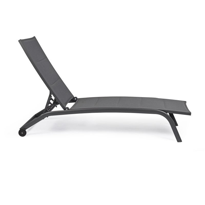 Chaise longue de jardin en aluminium à roulettes Anthracite CLEOPAS 61x192x h96 cm