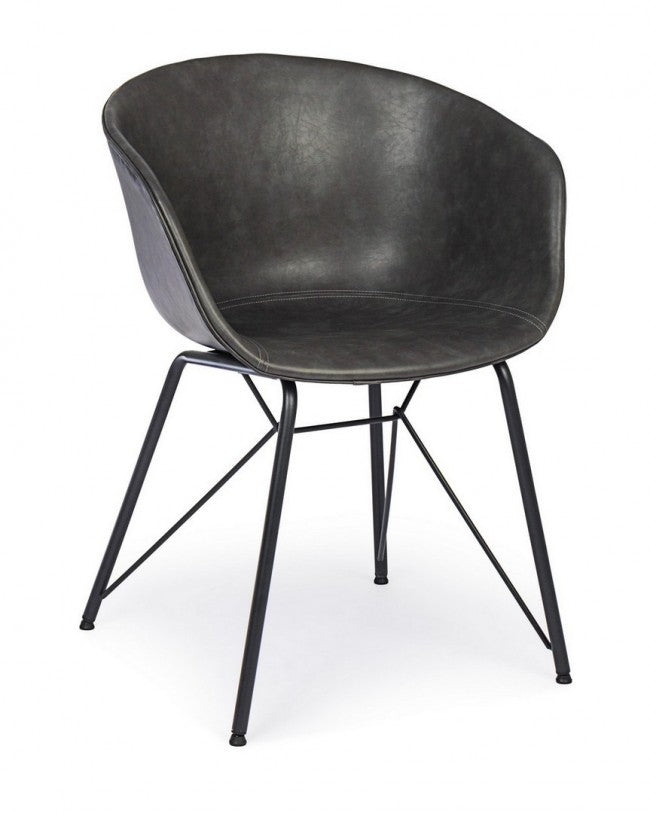 Chaise vintage en éco-cuir anthracite Warhol