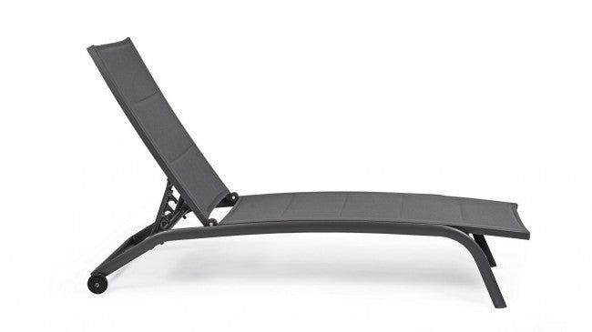 Chaise longue de jardin en aluminium à roulettes Anthracite CLEOPAS 61x192x h96 cm