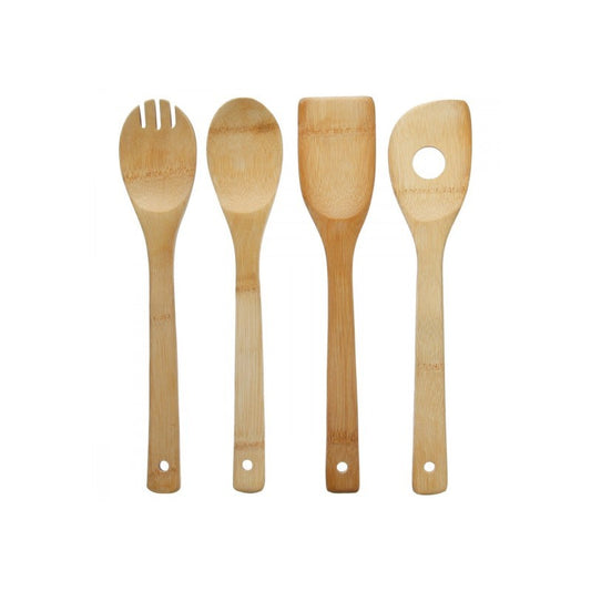 Set de 4 ustensiles de cuisine en bambou naturel