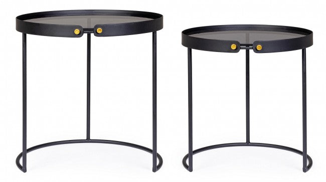 Set de 2 tables basses Zeina en acier noir