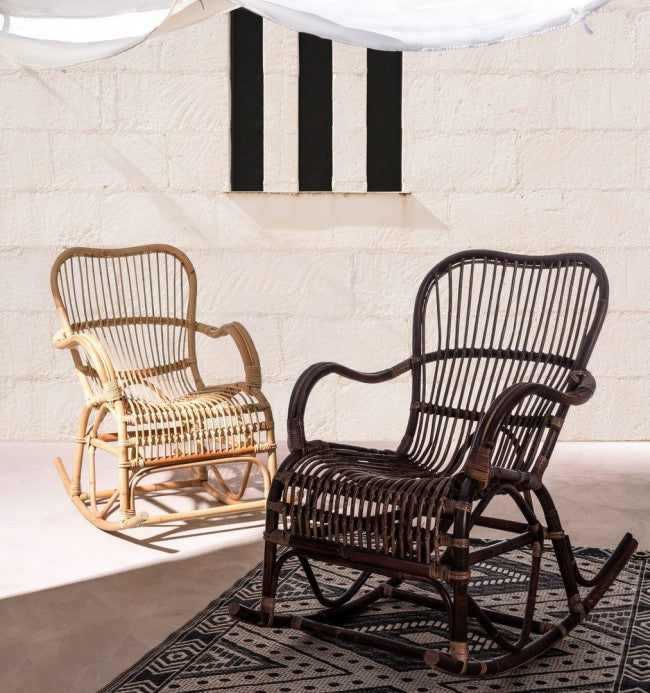 Fauteuil à bascule en rotin naturel CASIMIRA 66x82x h88 cm