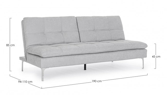 Canapé convertible 3 places Leon gris clair en tissu L190 cm