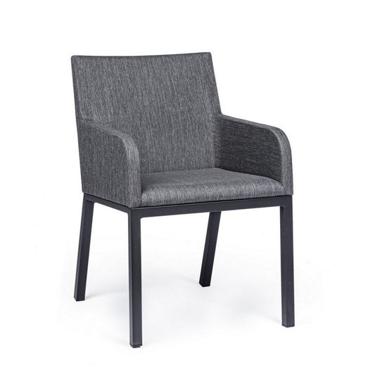 Chaise d'extérieur avec accoudoirs en tissu Anthracite OWEN JX55 55x62x h82 cm