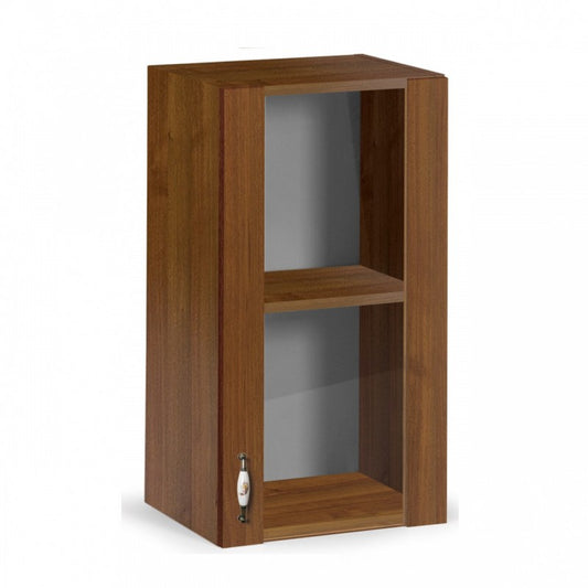Elément mural de cuisine avec 1 porte vitrine antique en noyer 40x32xH 72 cm