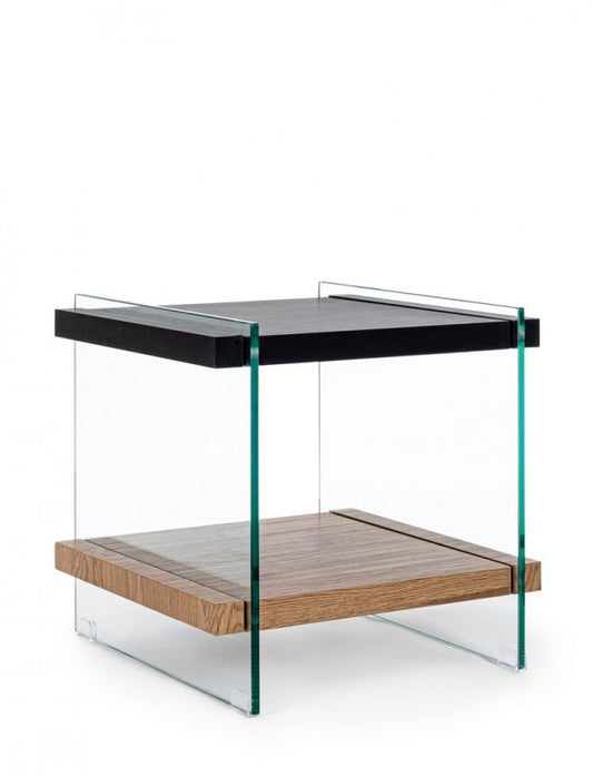 Table basse en bois 2P Line noir 50X50