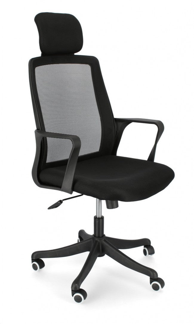 Chaise de bureau Laurent noire avec accoudoirs