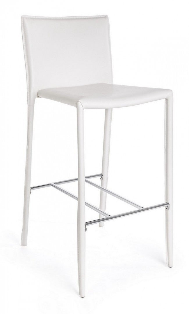 2x Tabouret style design en éco-cuir blanc