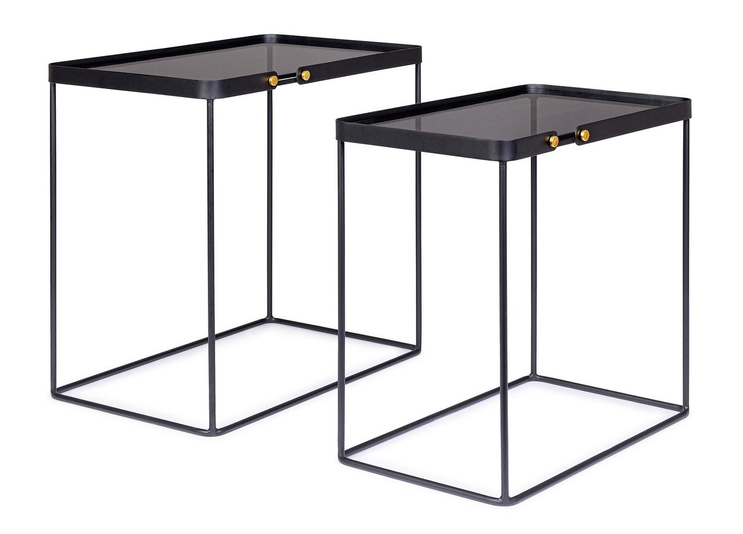 Set de 2 tables basses rectangulaires en acier noir Zeina