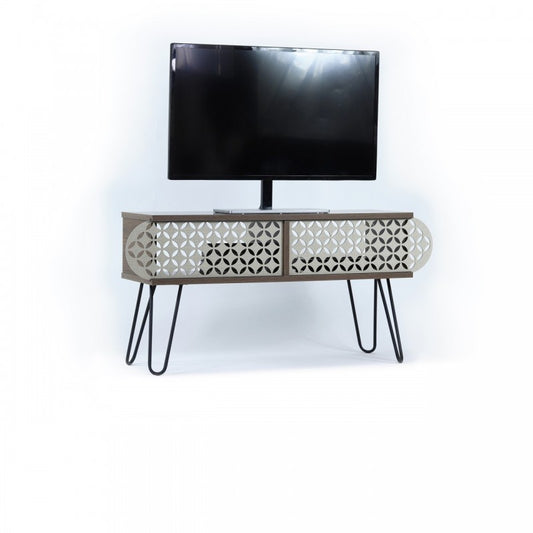 Meuble TV industriel urbain en noyer noir cm 106 x 30 x 48 h