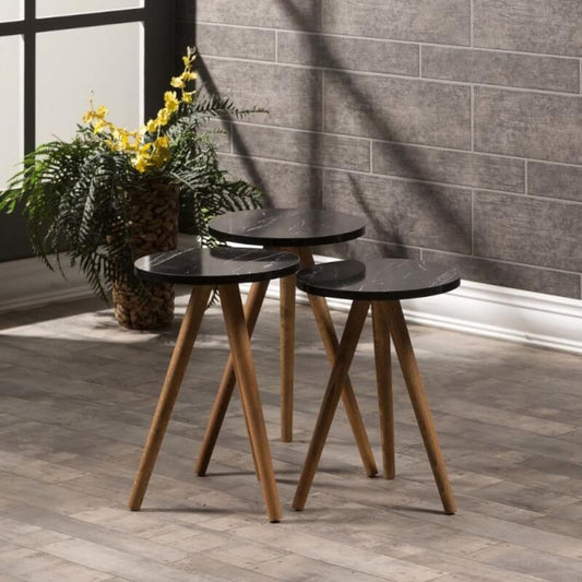 Tables basses Tris Nisa 38 noires avec pieds en bois