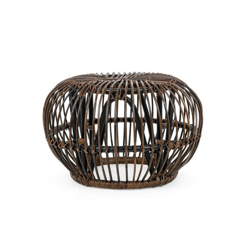 Table basse pouf extérieur en rotin marron DORADAL diamètre 65x h44 cm