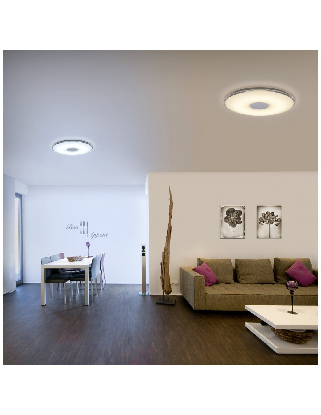 Plafonnier LED Tokio Dimmable Effet Veilleuse Ø60 cm Blanc Trio Lighting