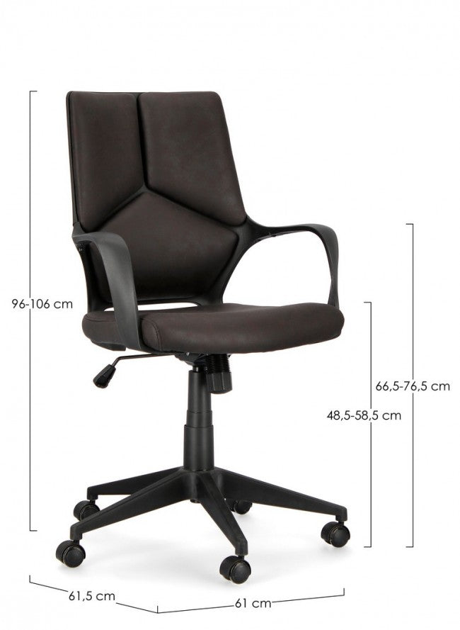 Fauteuil de bureau en tissu Damon avec dossier bas noir