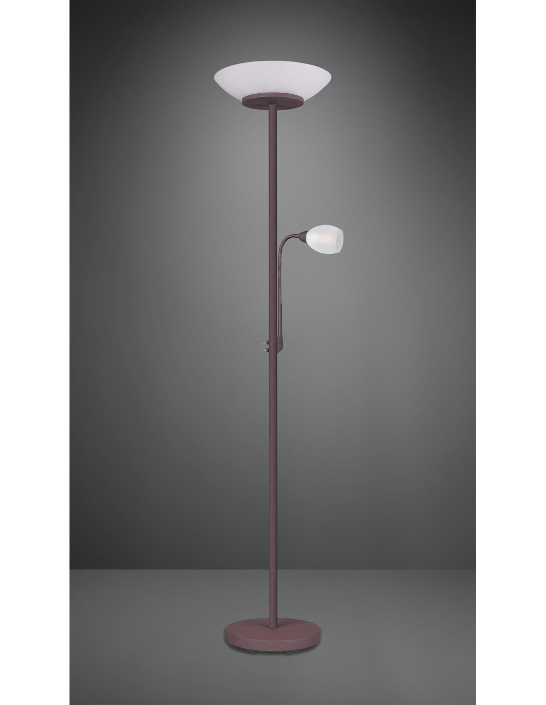 Lampadaire avec spot de lecture Gerry Rouille Blanc Verre Ø34 cm Trio Lighting